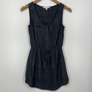 American Eagle Dress Women's Size 2XS Gray Button Sleeveless Pockets‎